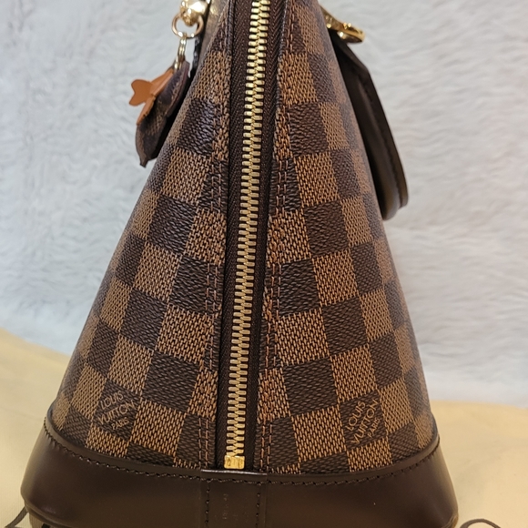 Authentic Louis Vuitton Damier Ebene Coated Canvas Leather Alma PM Satchel Bag - Picture 4 of 16
